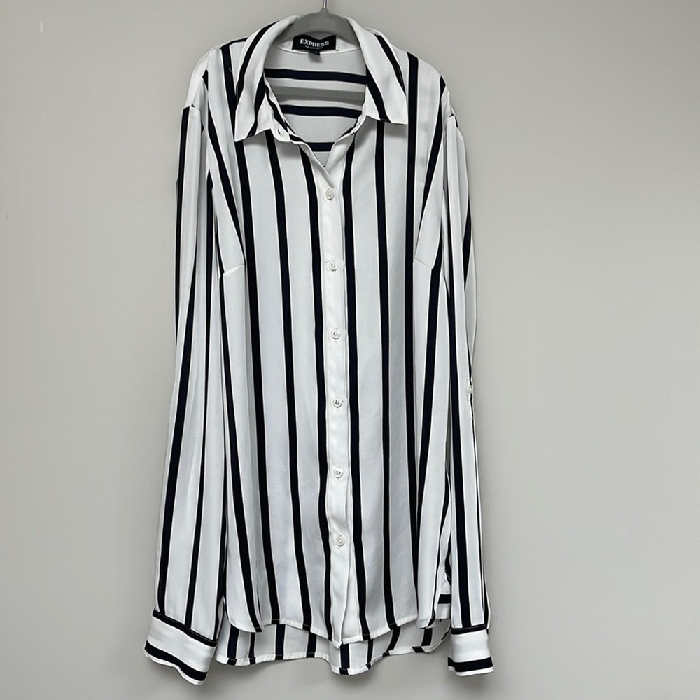 Women’s thin white with black stripes blouse